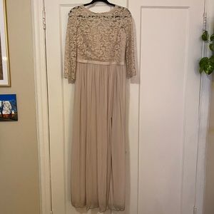 Champagne lace bridesmaid dress